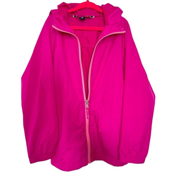 LANDS' END Kids Big Girls M (5-6) Raspberry Pink Packable Navigator‎ Rain Jacket - Picture 4 of 11